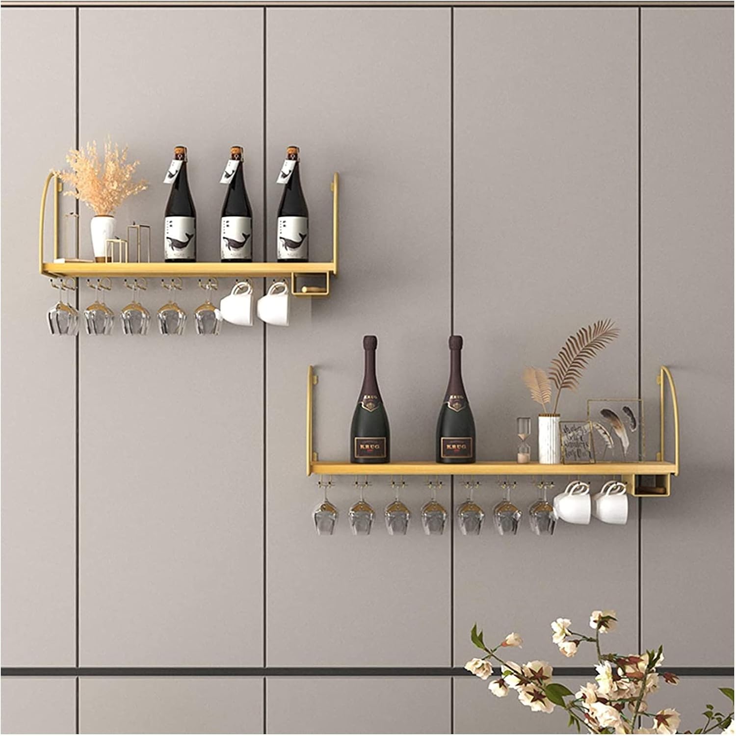 ALDEPO 2 Tier Wall Mounted Wine Rack Organizer