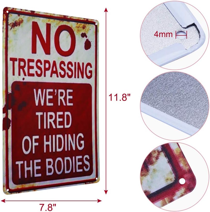 Halloween Decoration Retro Metal Tin Sign Funny Creepy No Trespassing