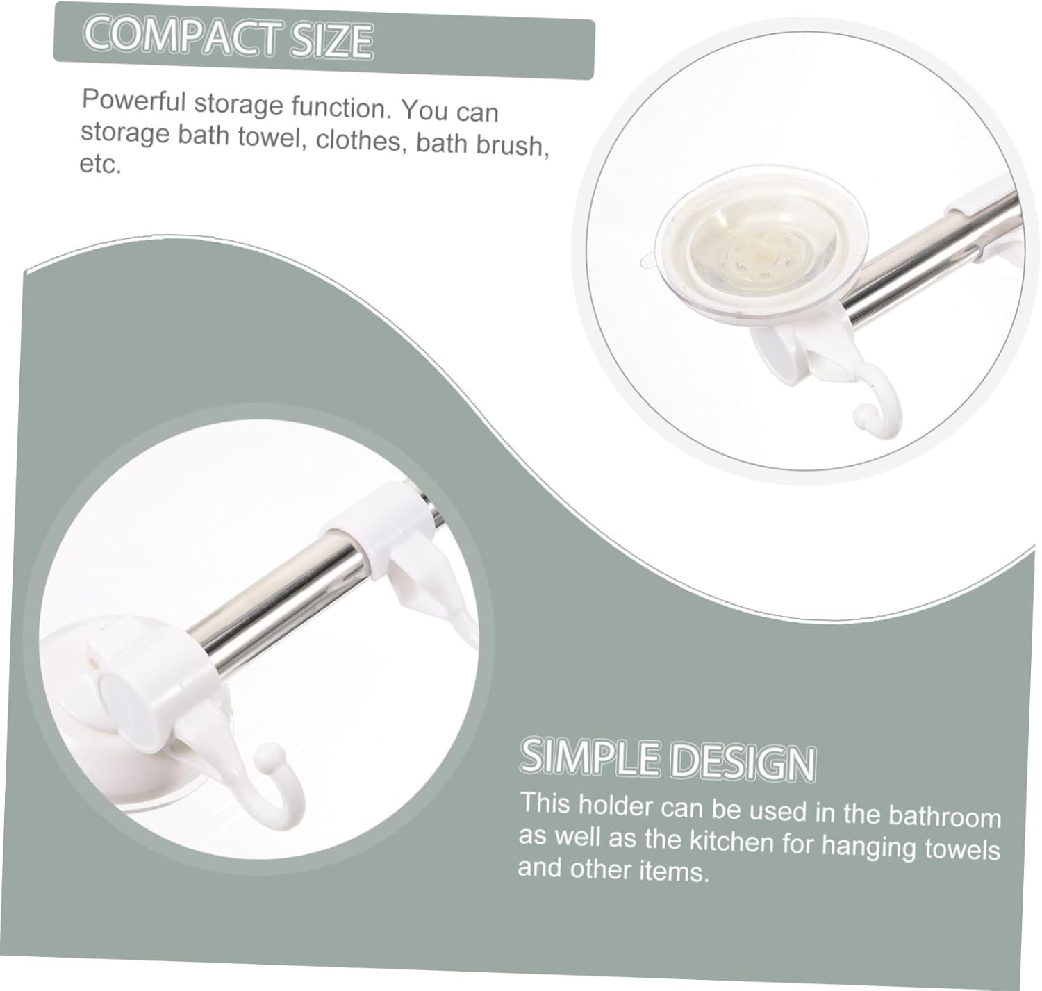 Adjustable Suction Cup Towel Bar Hooks for Wall Mount