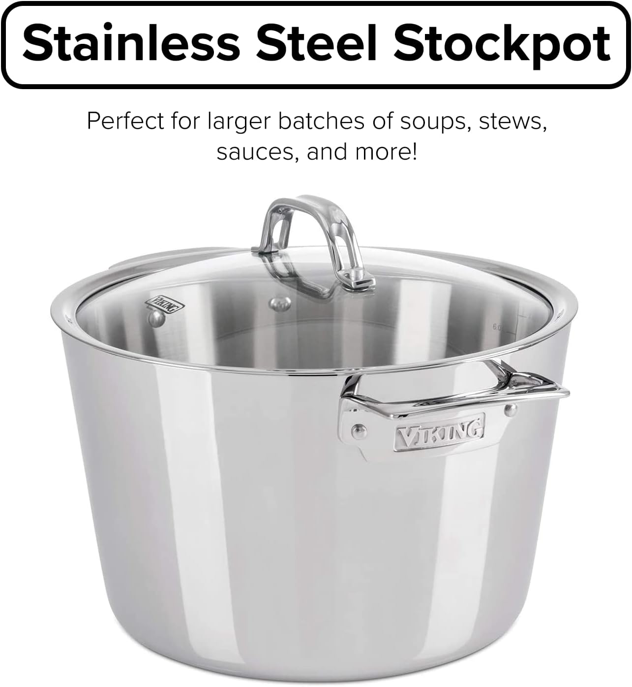 Viking 3-Ply Stock Pot 8 Qt with Glass Lid