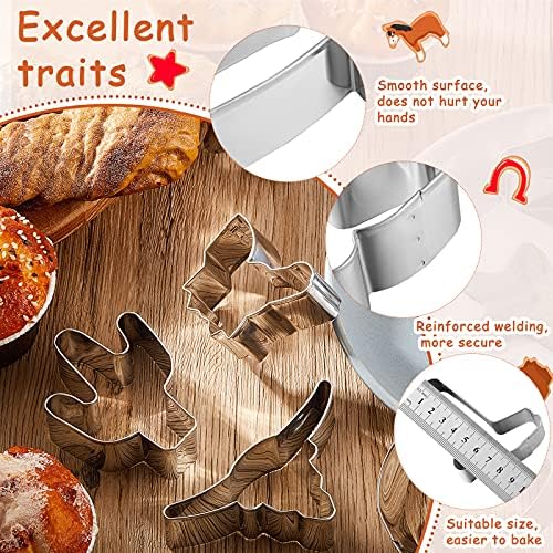 Patelai 9 Piece Cowboy Cookie Cutter Set Stainless Steel