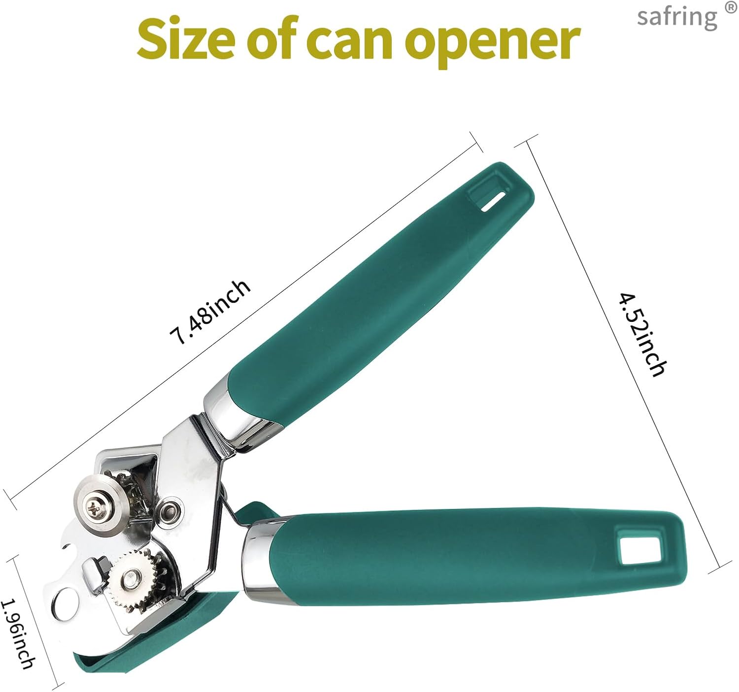 Safring Manual Can Opener with Bottle Opener Heavy Duty Stainless Steel