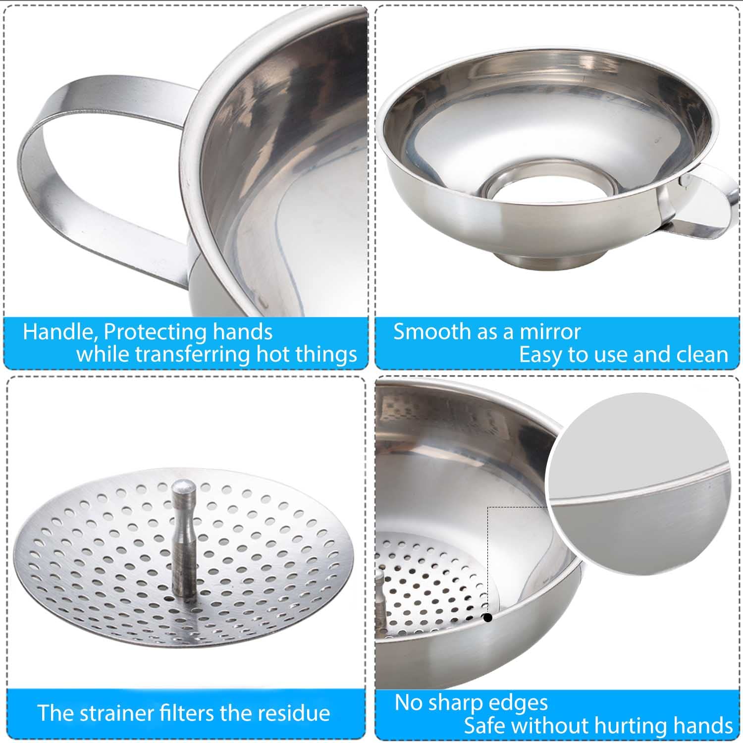 Kalave Canning Funnel Set with Strainer 3 Pack