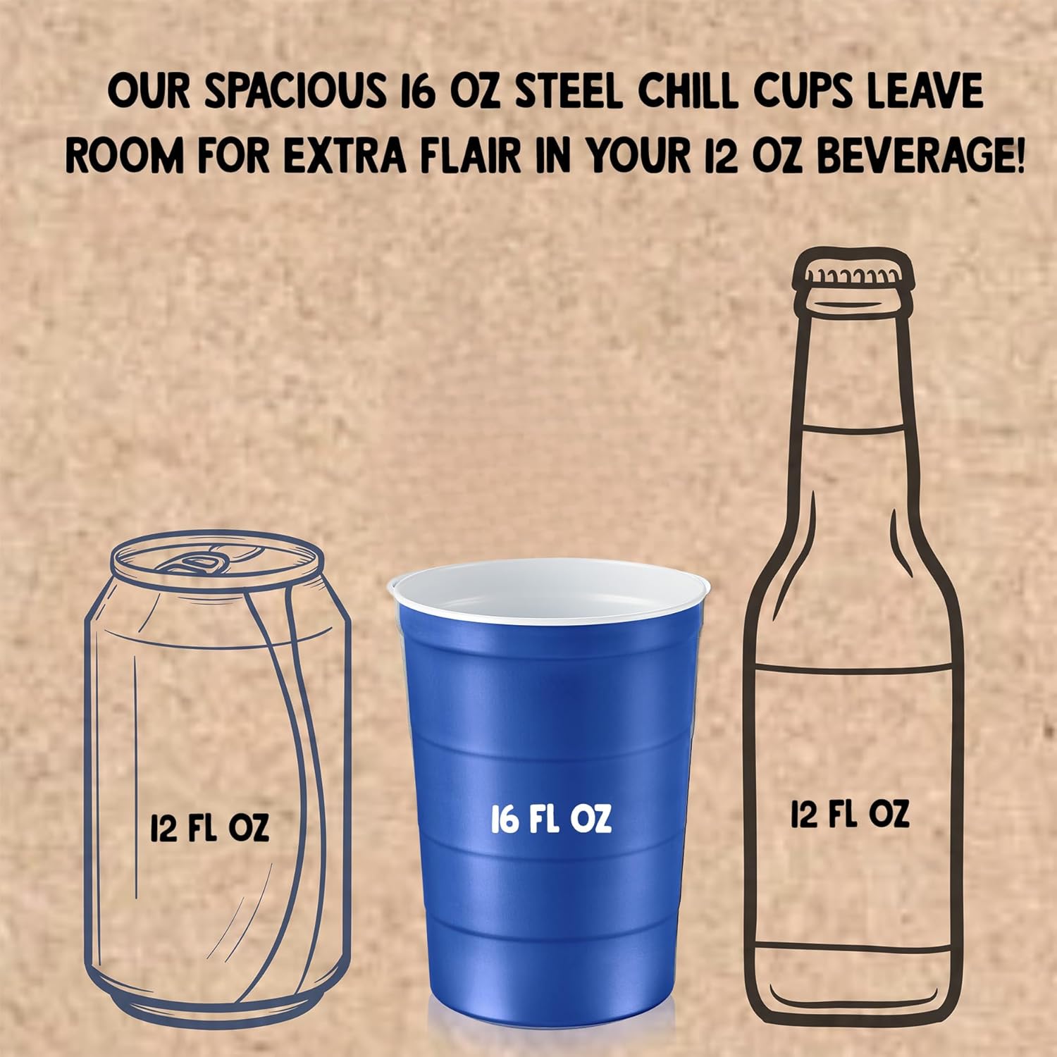 16 oz Steel Chill Cups Blue 12 Count
