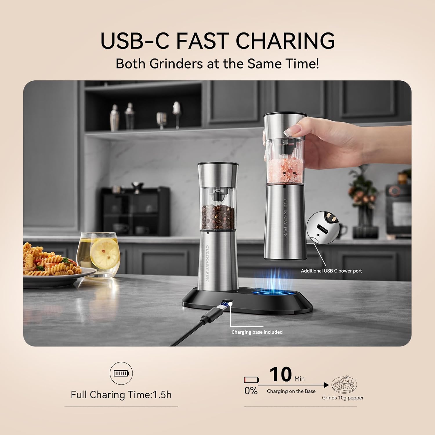 Gravity Electric Salt and Pepper Grinder Set