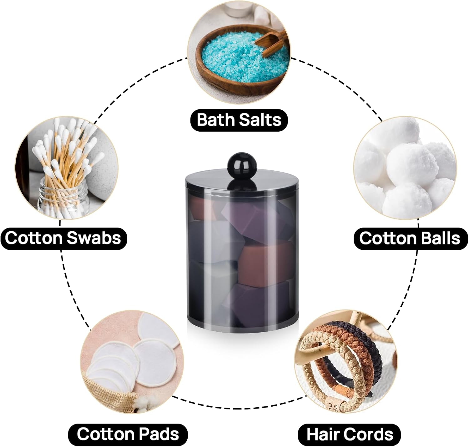 2 Pack Qtip Holder Canister Apothecary Jar Set for Cotton Swabs