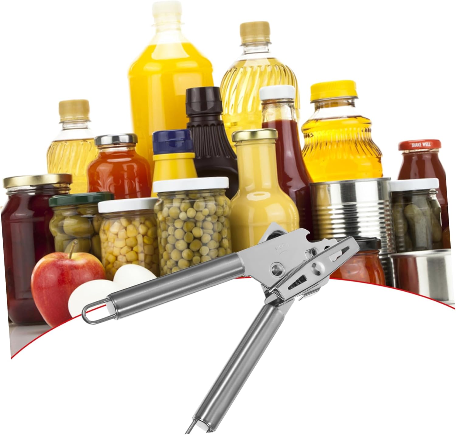 SHOWERORO Manual Can Opener With Lid Lifter Silver