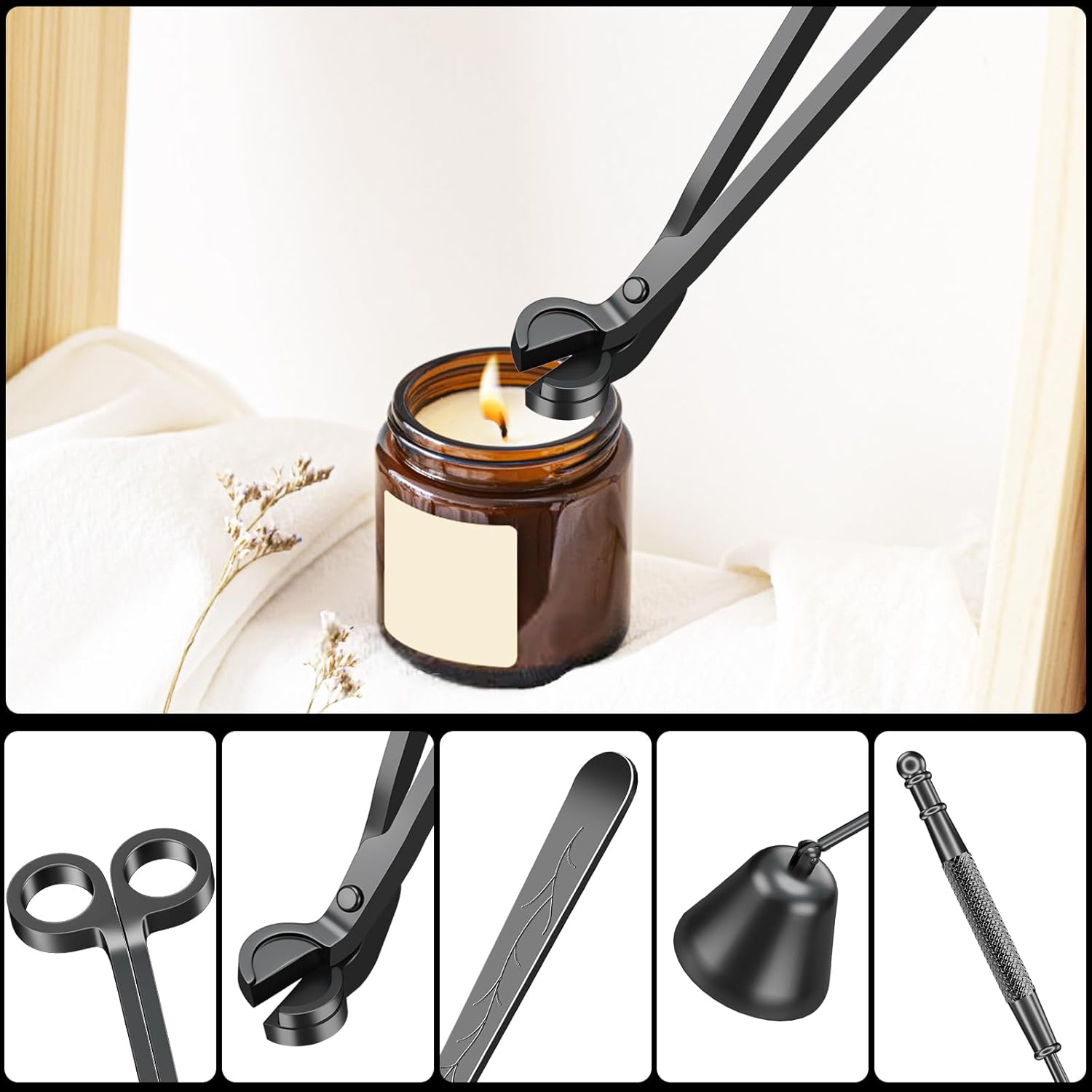 Calary 3 in 1 Candle Care Kit - Black