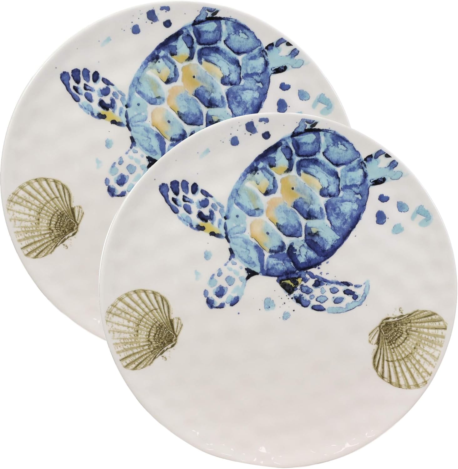 Ebros Nautical Blue White Sea Turtle Dinner Plate Set