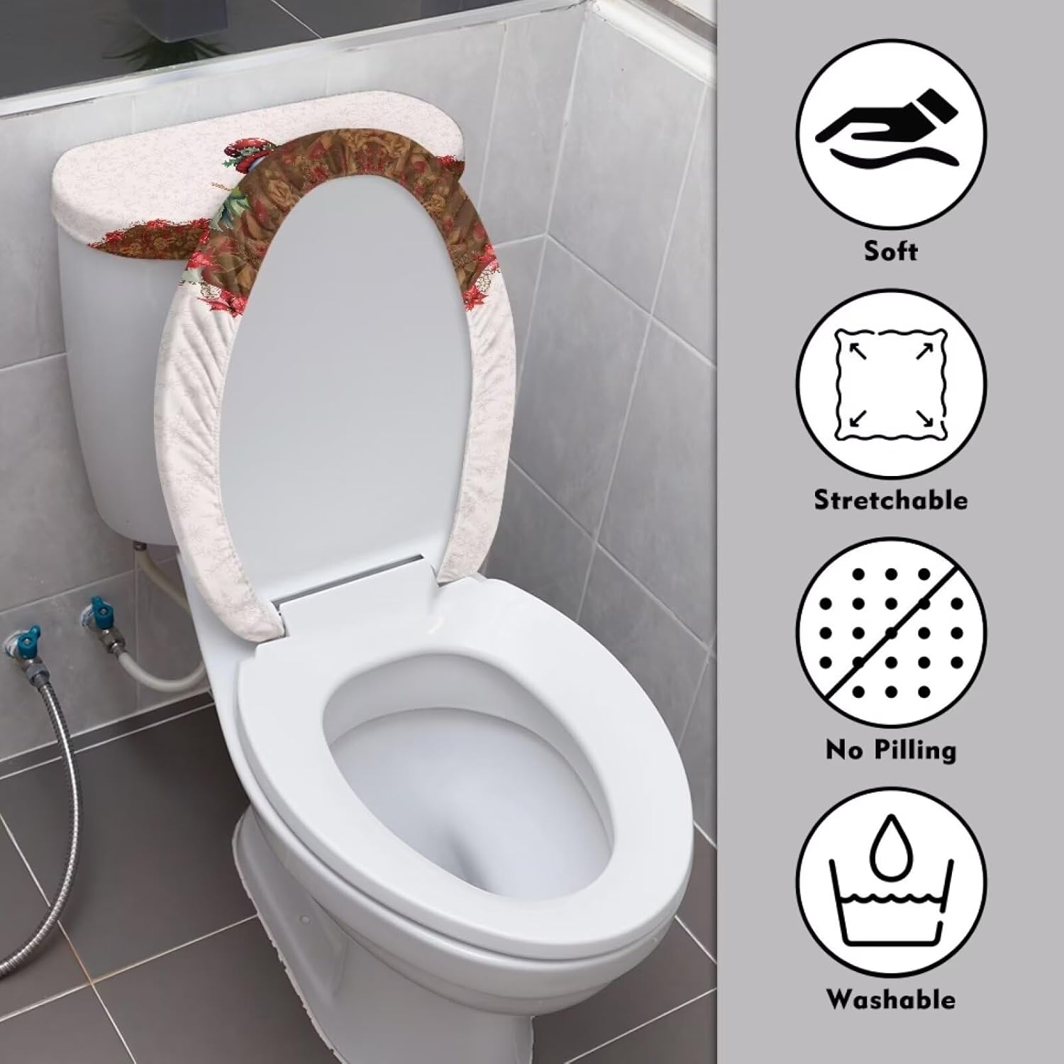 Christmas Toilet Lid Cover Set of 2 for Hygiene and Style
