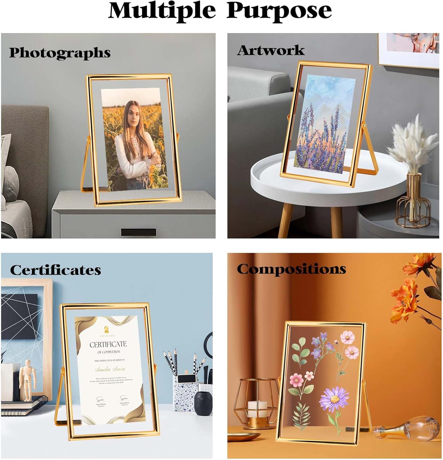 Xinkerco 5x7 Floating Gold Picture Frame 2 Pack