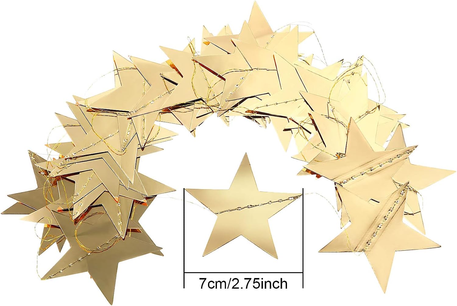 Patelai Glitter Star Garland 130 Feet Gold Decor