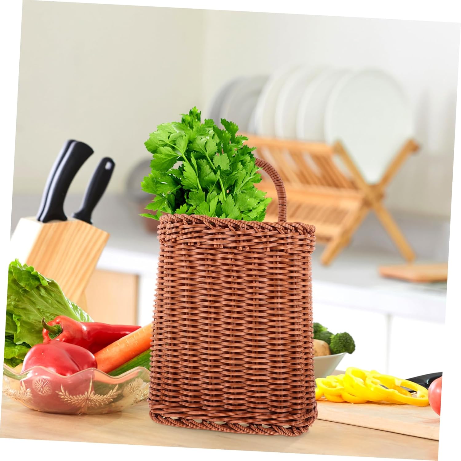 TOPPERFUN Hanging Wall Woven Storage Basket for Kitchen and Living Room