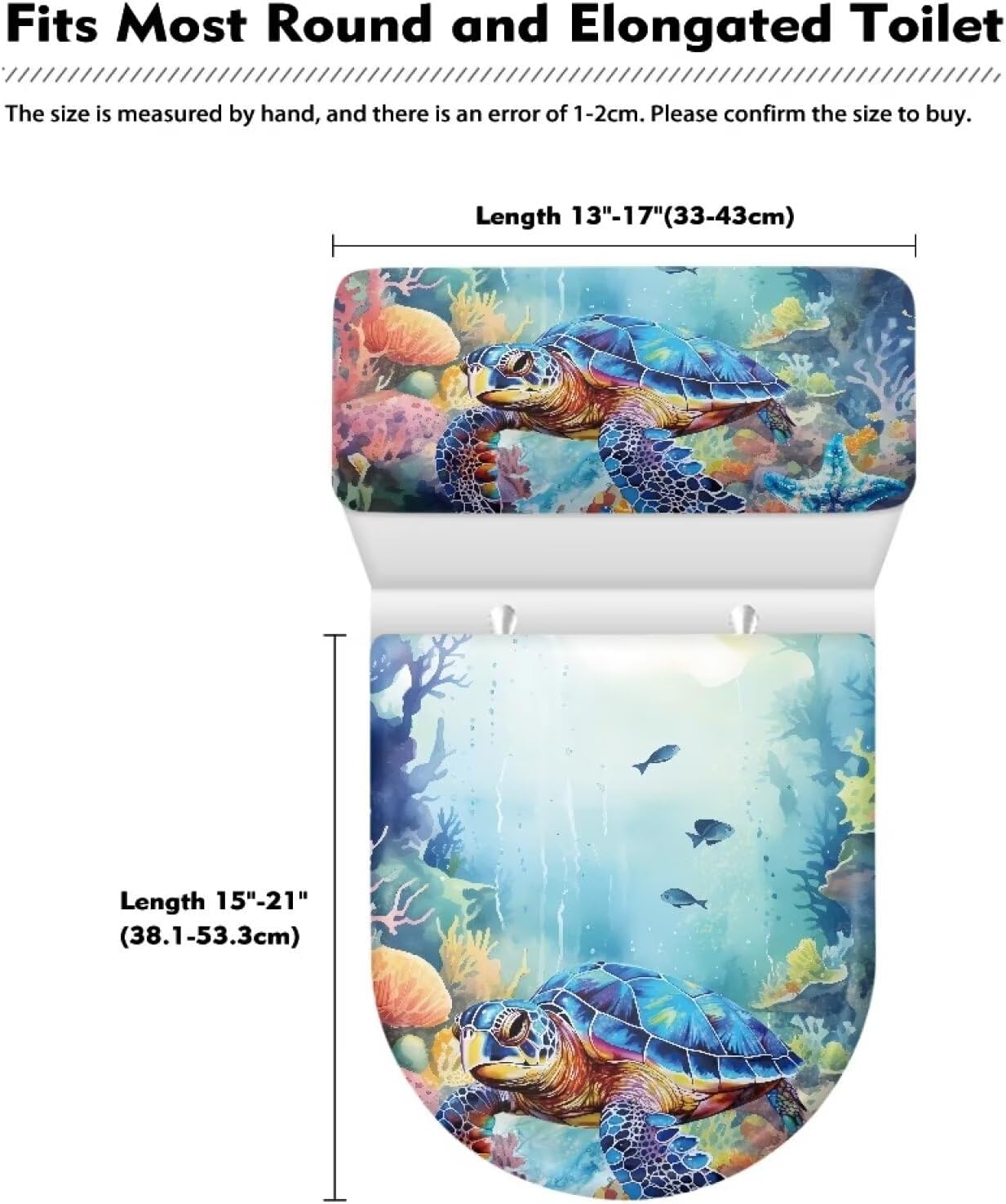 Sea Turtle Toilet Seat Cover and Tank Lid Cover 2 Set