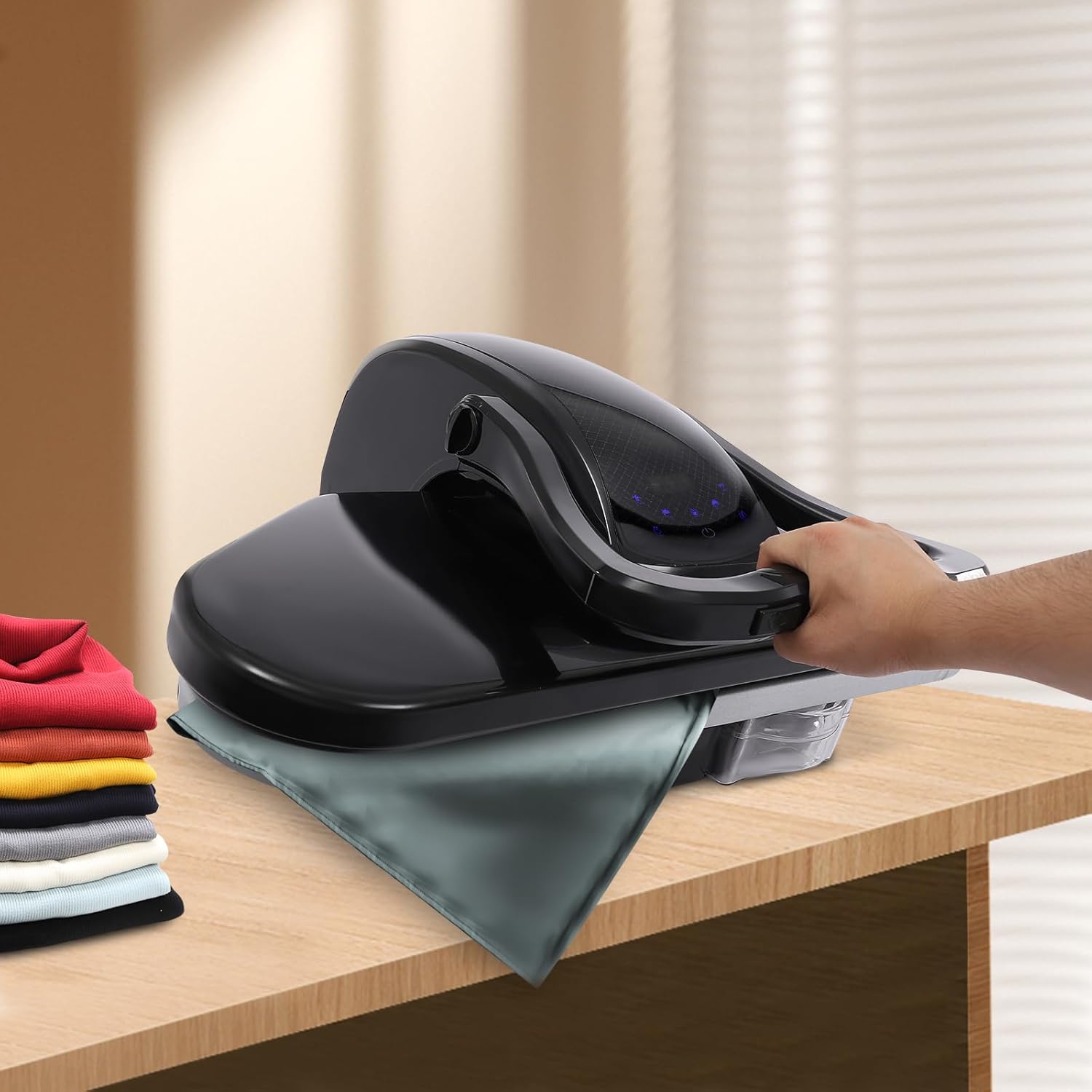LULUGOGOTOP Intelligent Steam Press with Touch Screen and Multiple Fabric Settings Black