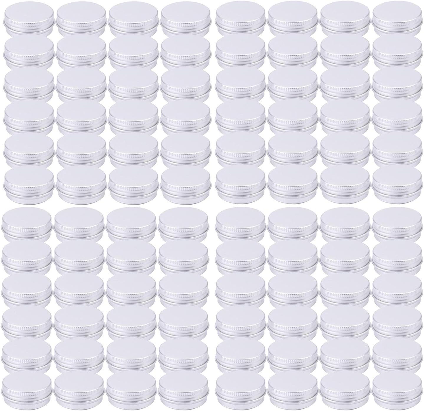 Tosnail 96 Pack Mini Round Aluminum Tins with Screw Lids