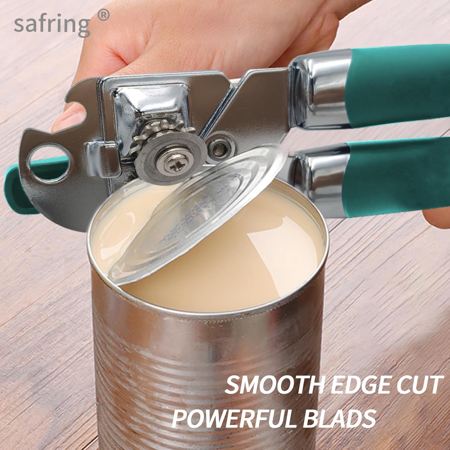 Safring Manual Can Opener with Bottle Opener Heavy Duty Stainless Steel