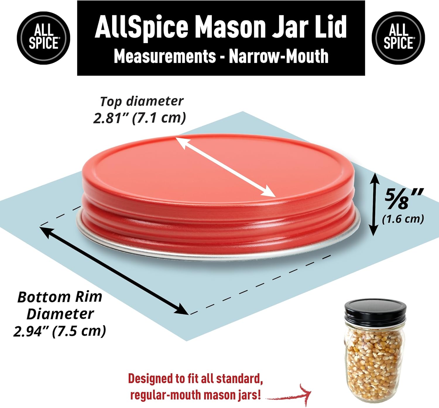 AllSpice 12-Pack Narrow Mouth Aluminum Mason Jar Lids
