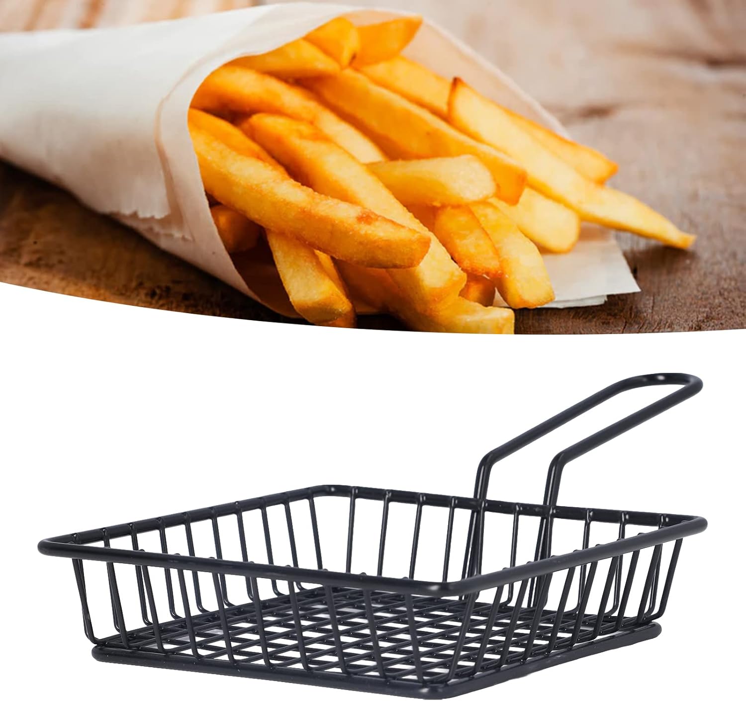 Tnfeeon Stainless Steel French Fry Holder with Handle