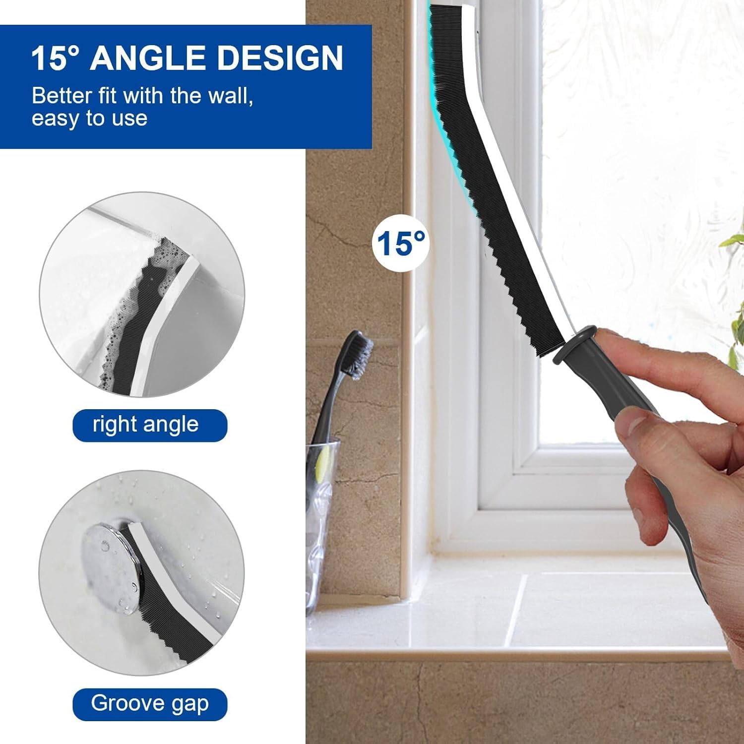 3 Pcs Bristled Crevice Cleaning Brush Set