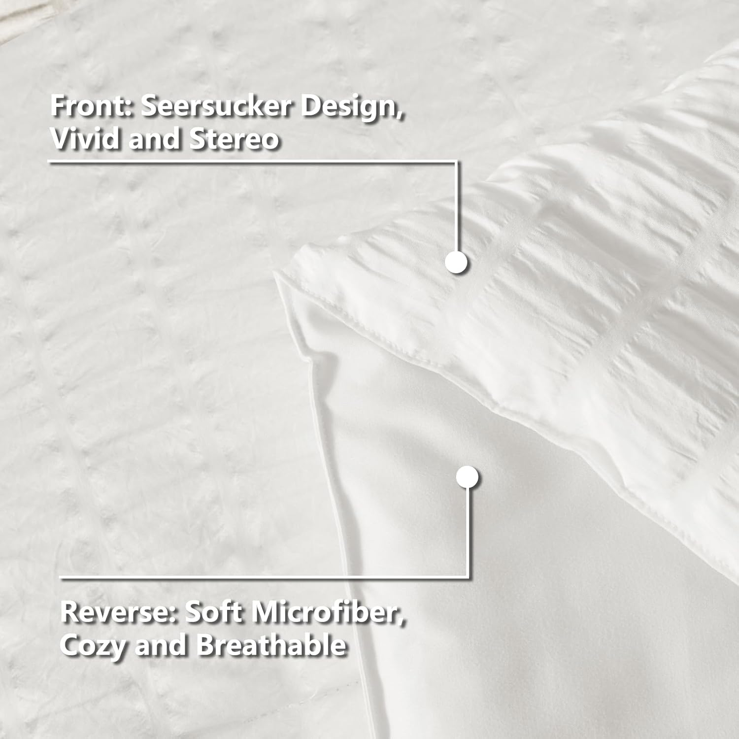 CozyLux Queen Comforter Set White Seersucker 7 Piece Bed in a Bag
