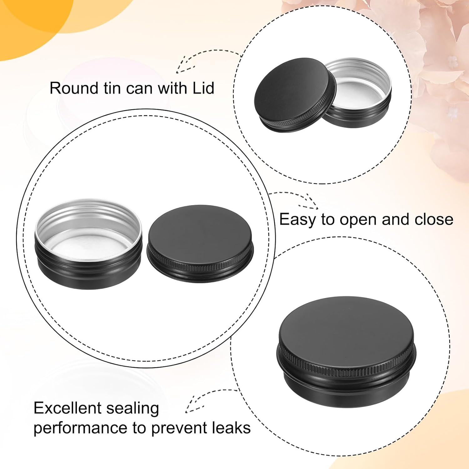 Uxcell 1 Oz Aluminum Tin Cans 20 Pcs Black Travel Size