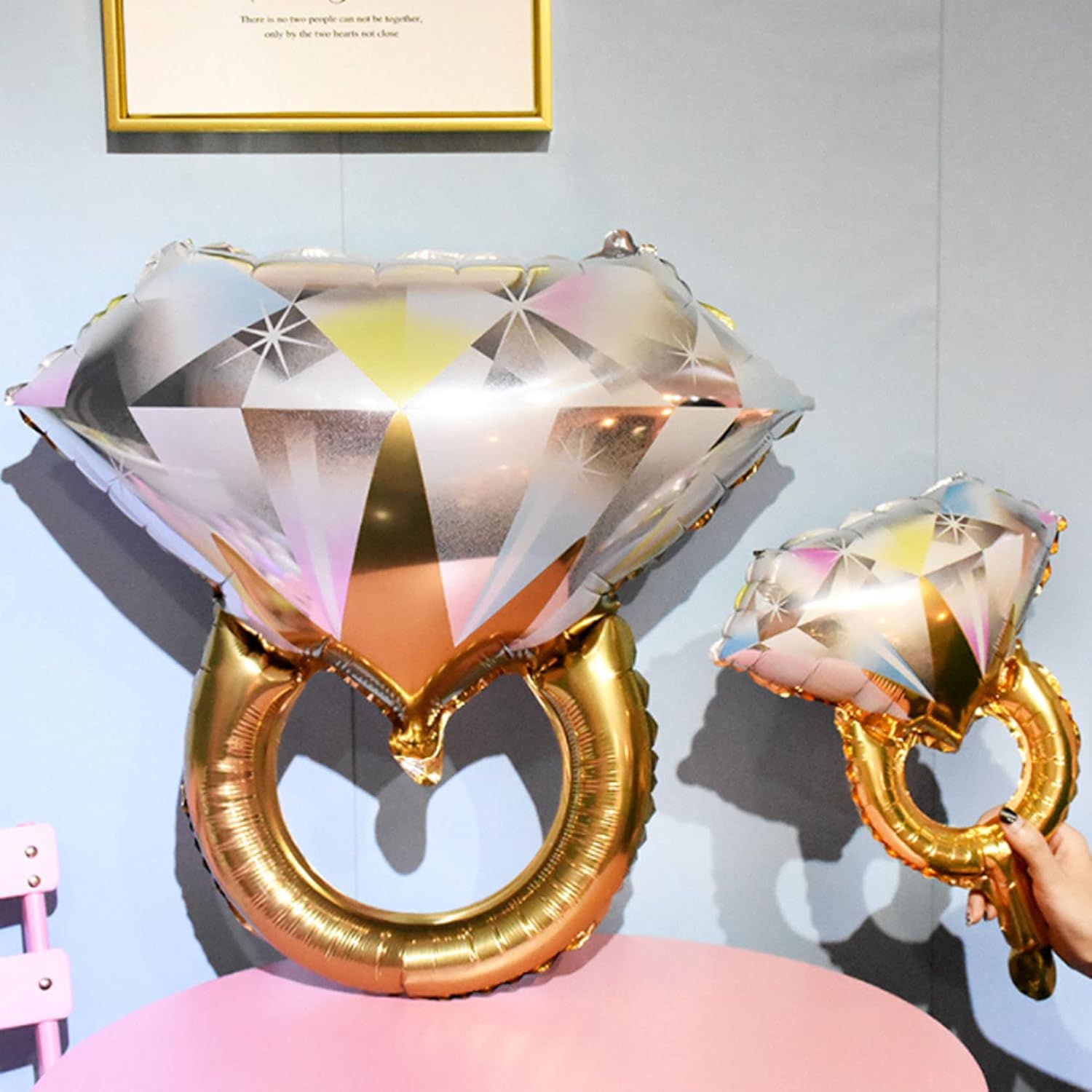 2pcs Diamond Ring Aluminum Balloons for Wedding Parties