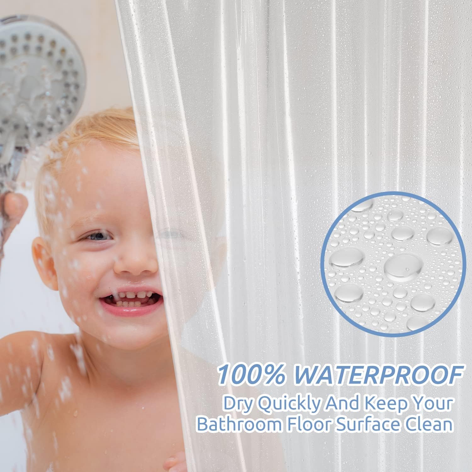 Downluxe Waterproof Clear Shower Curtain Liner - 72x72 PEVA 3 Magnets