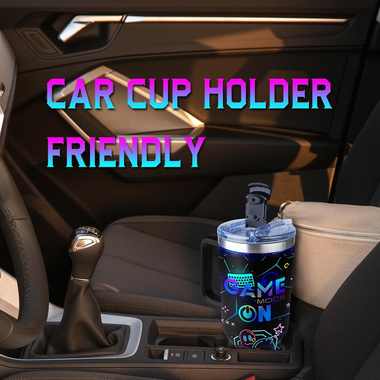 Gaming Mug for Men and Boys 40oz Tumbler with Handle and Straw
