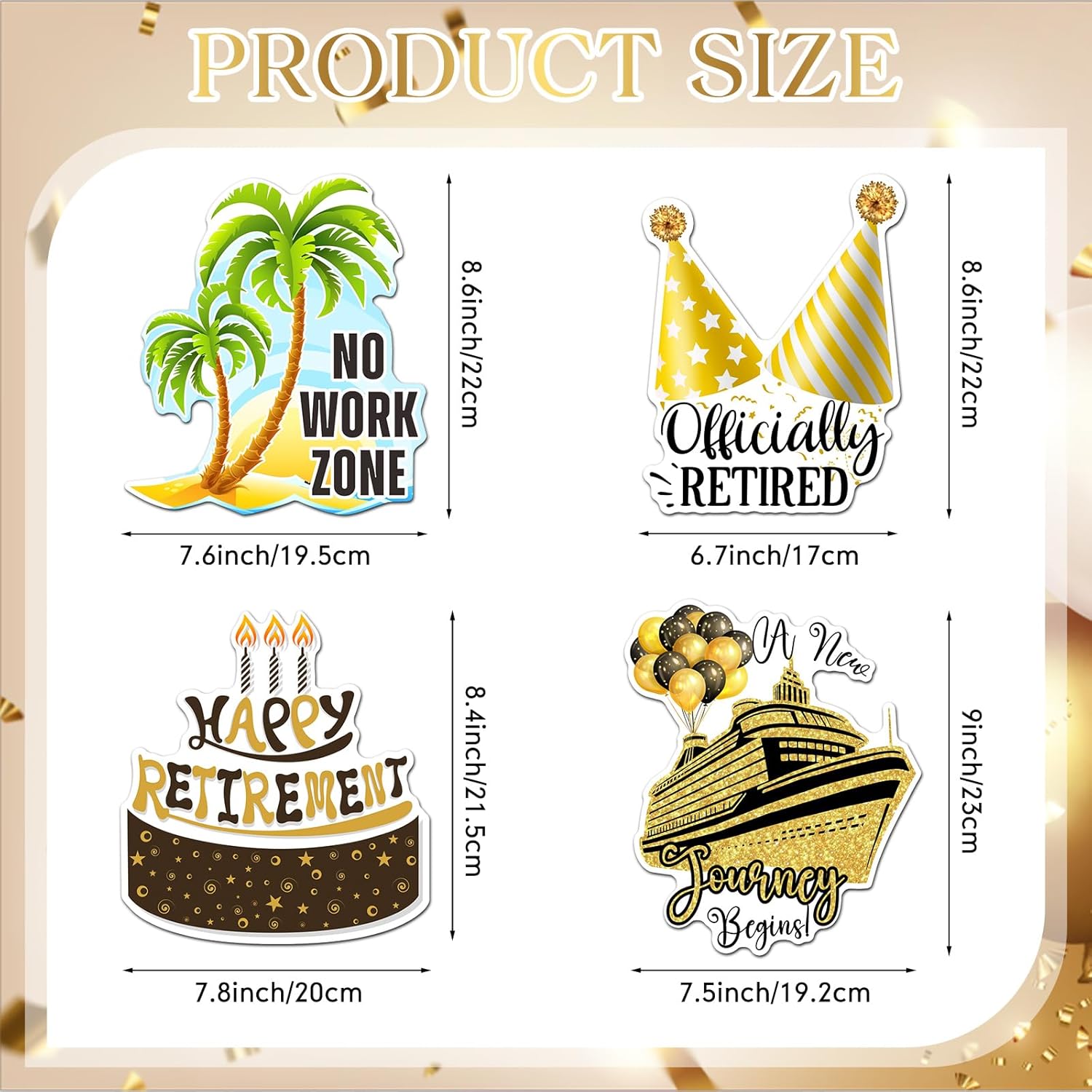 Hoteam 4 Pcs Happy Retirement Cruise Door Magnets