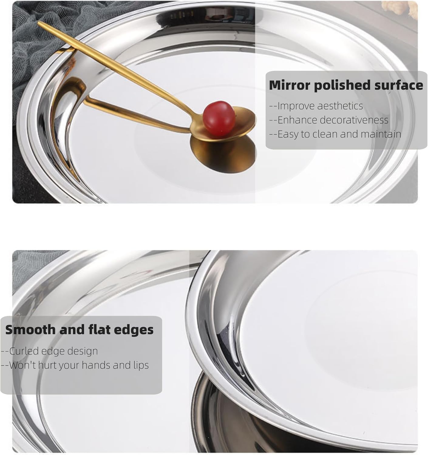 6 Pcs Stainless Steel Dinner Plates Set