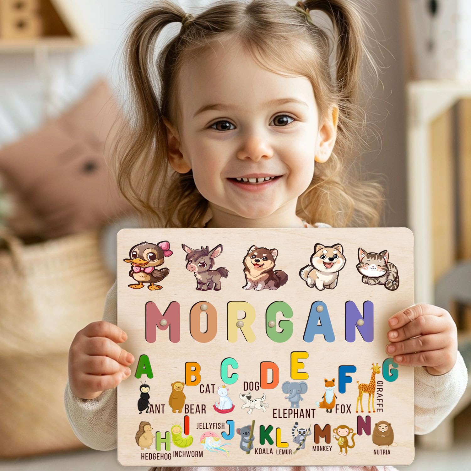 Personalized Wooden Name Puzzles for Toddlers 1-3