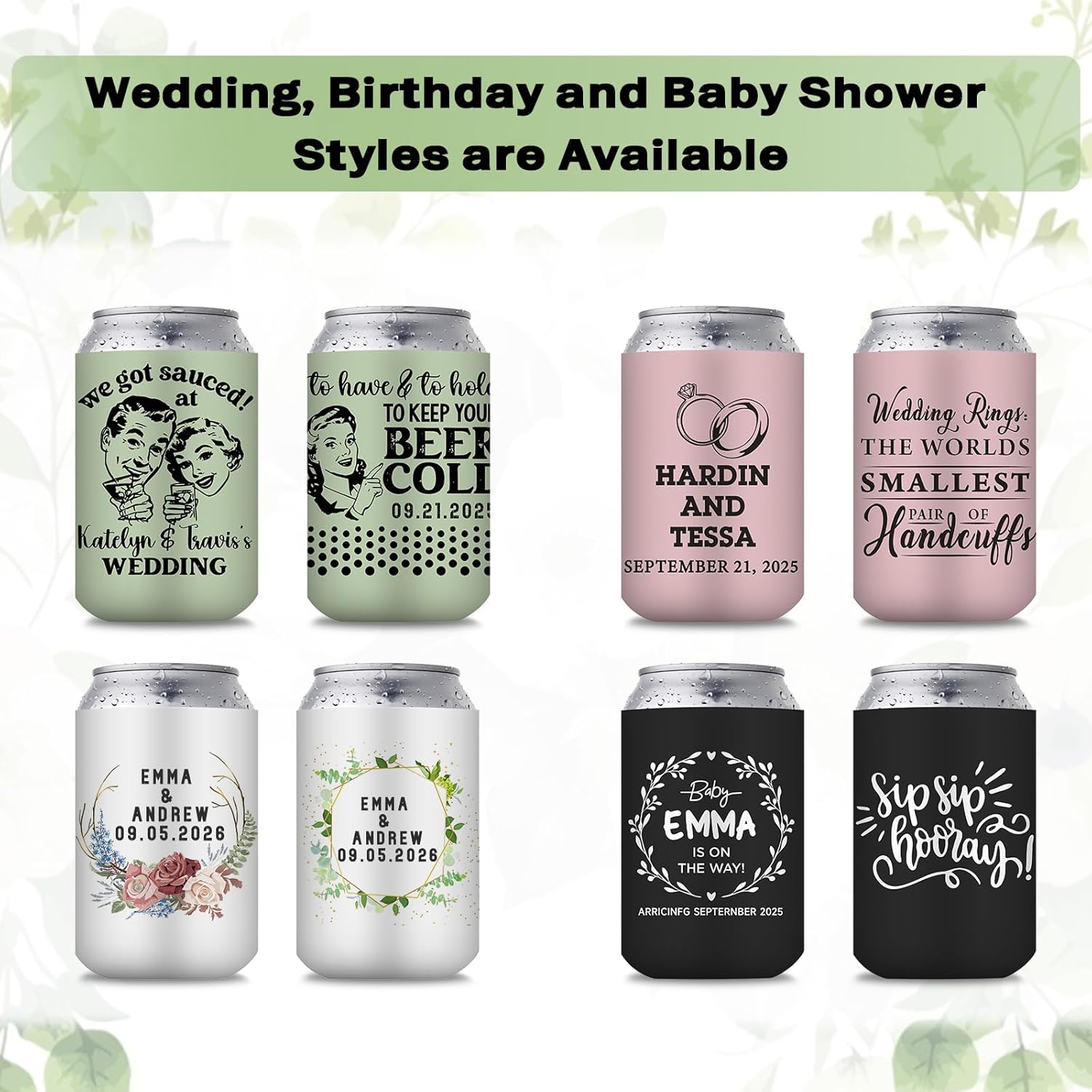 Custom Neoprene Can Coolers 150 Pack - Personalized Logo Text Photo
