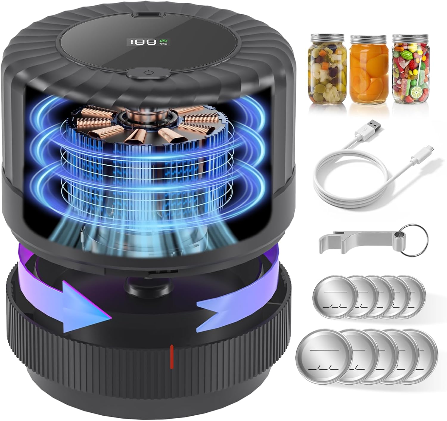 SelePow VP06 Electric Mason Jar Vacuum Sealer Black