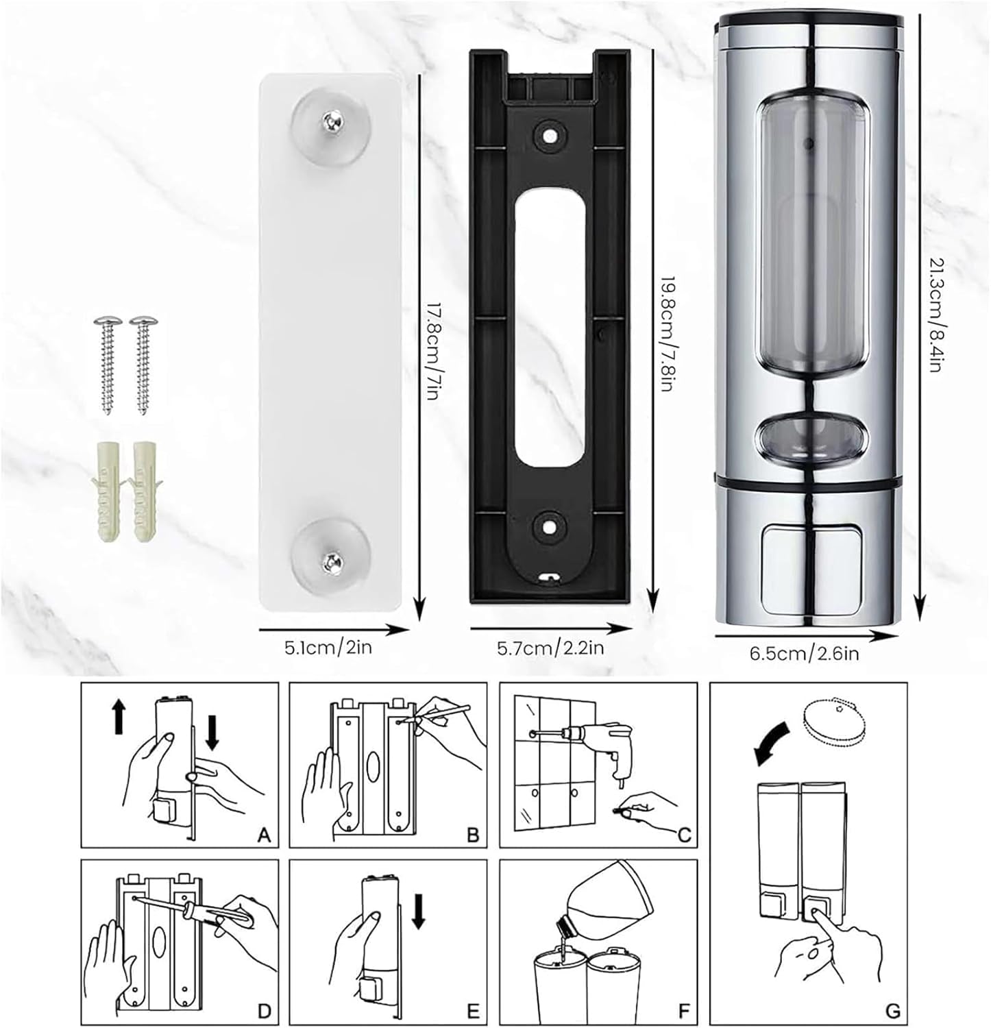 Single Wall Mounted Hand Soap Dispenser 400ml Silver