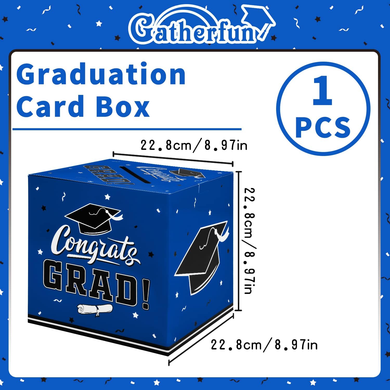 Gatherfun Graduation Decorations Card Box Blue