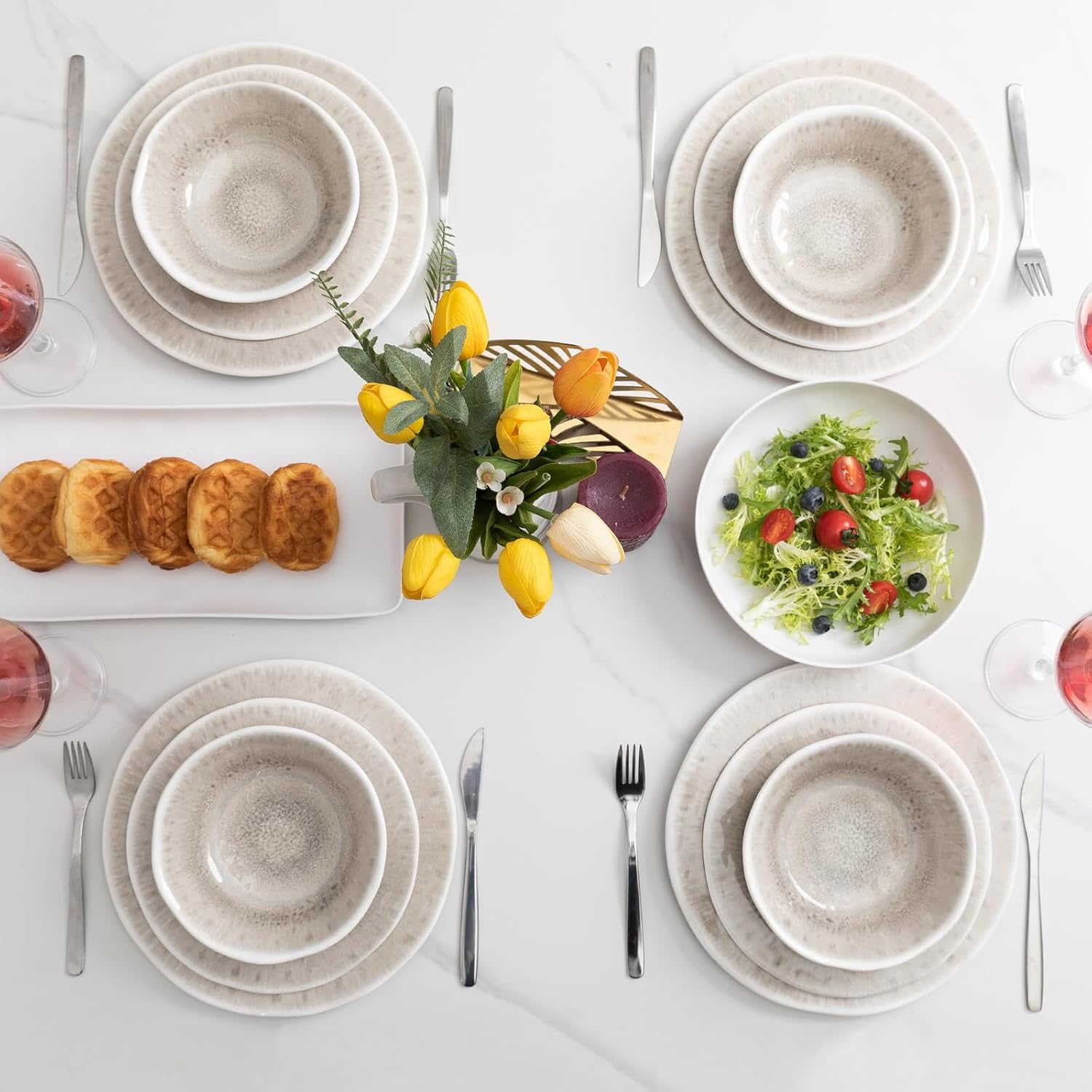 ZAROCRUS 12 Piece Melamine Dinnerware Set for 4