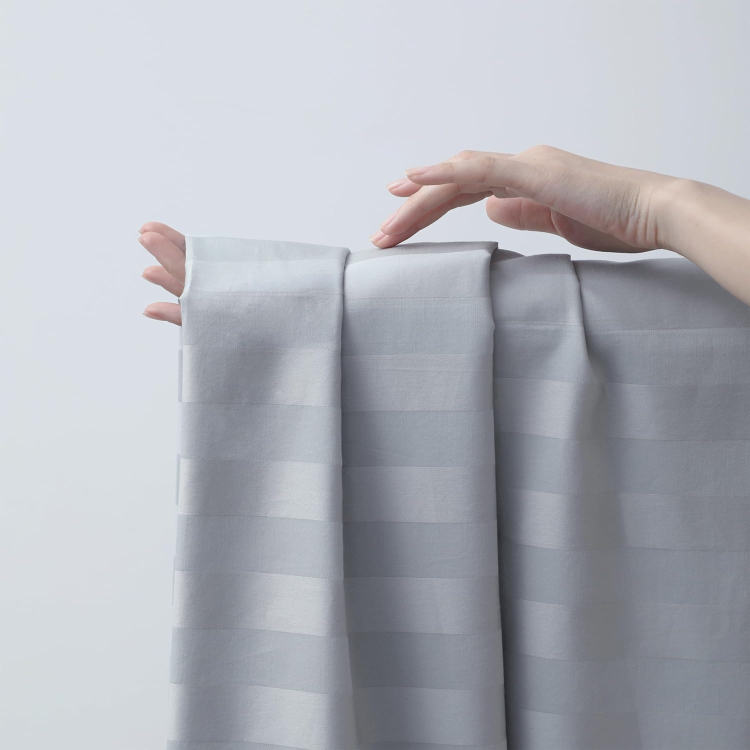 Zaizaihome Cotton Cal King Flat Sheet Only 600 Thread Count Grey Stripe
