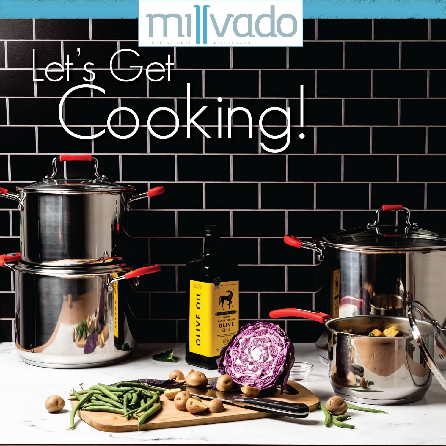 Millvado 84 Qt Stainless Steel Stockpot with Glass Lid and Steam Hole