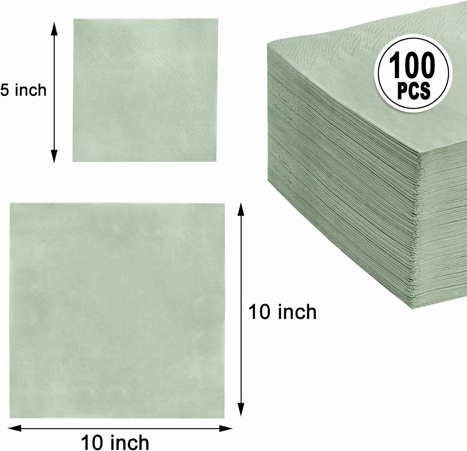 FLOWERCAT 100 Count 2 Ply Green Cocktail Napkins for Party Easter