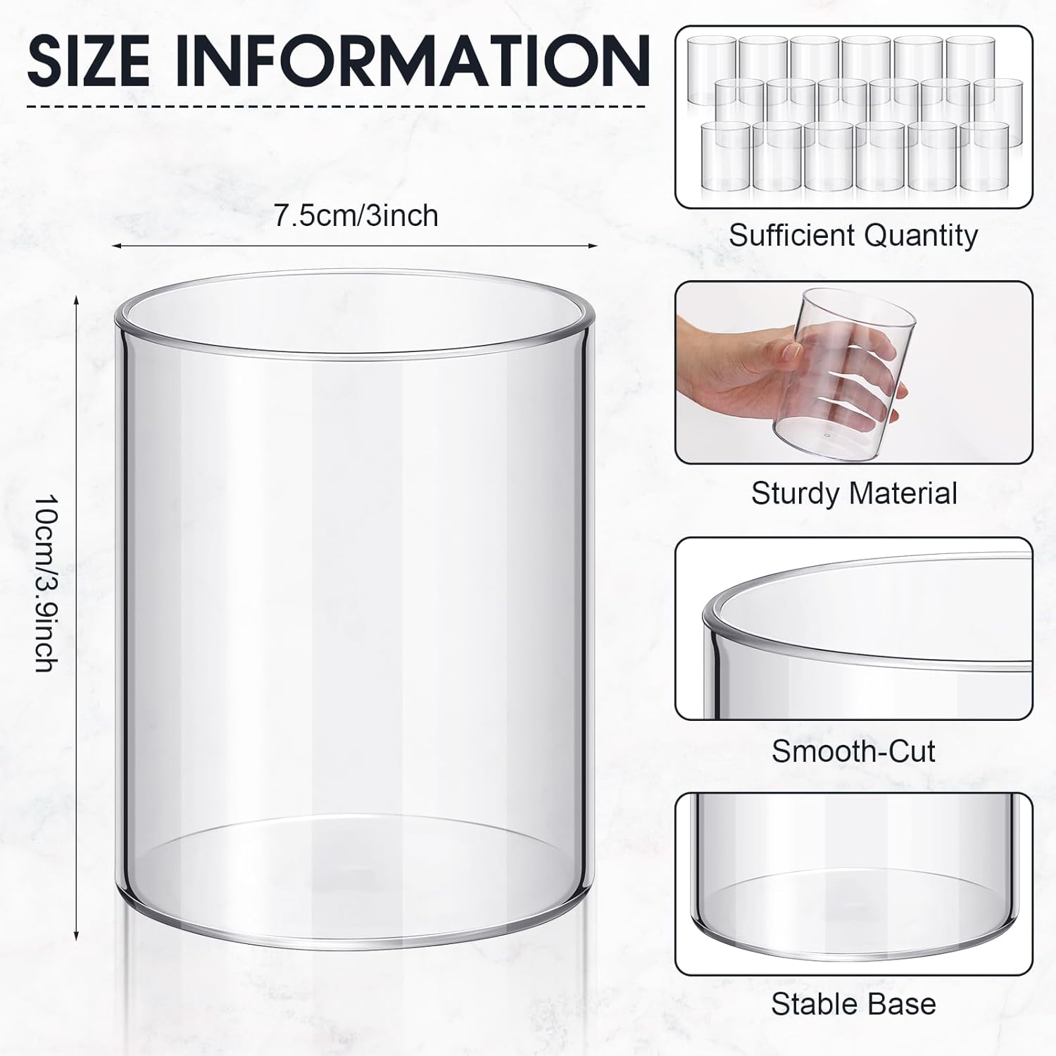 Vesici 20 Pcs Plastic Cylinder Vase 4 Inch