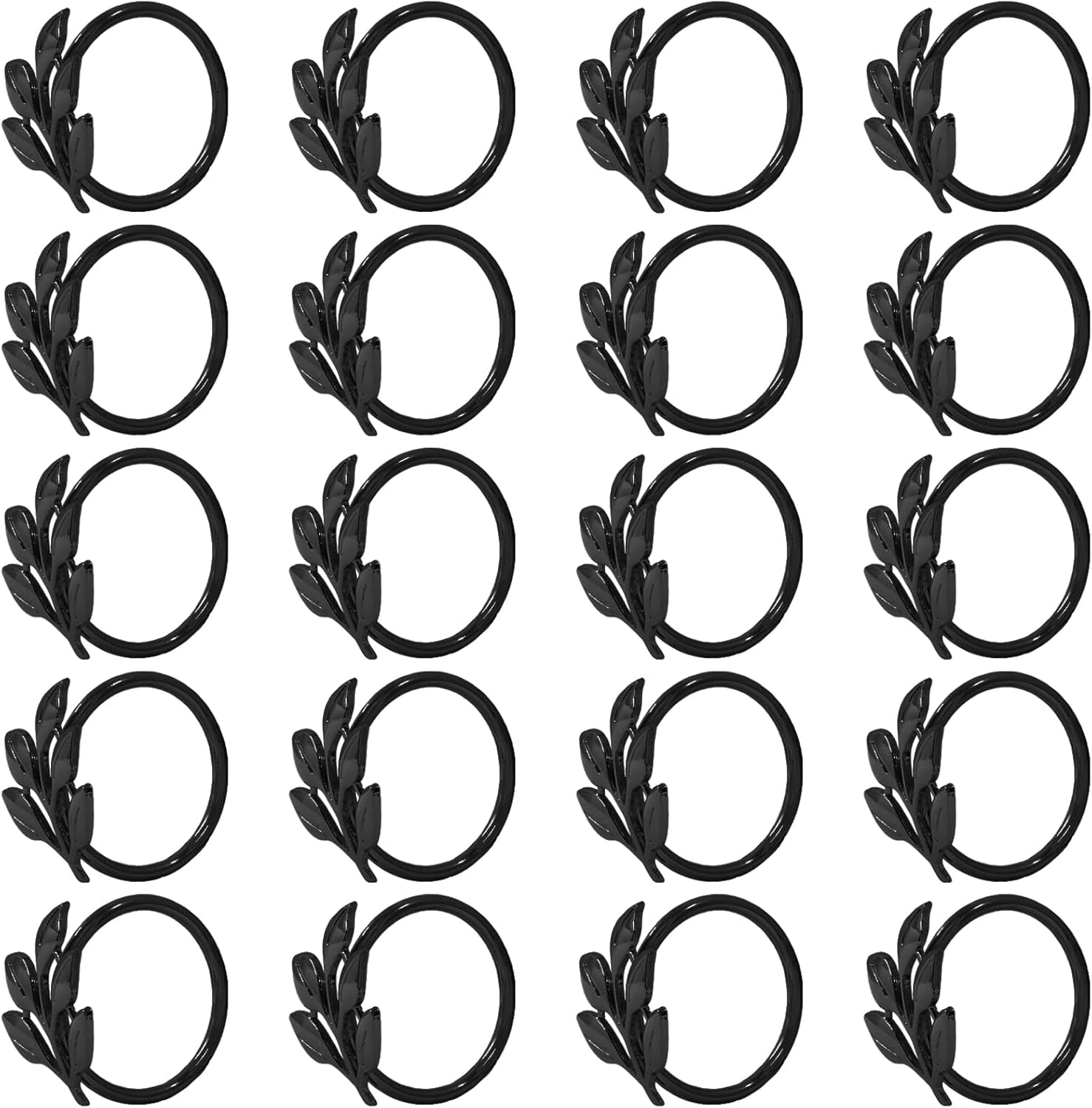 Uenhoy Leaf Napkin Rings Set of 20 Black Napkin Holders
