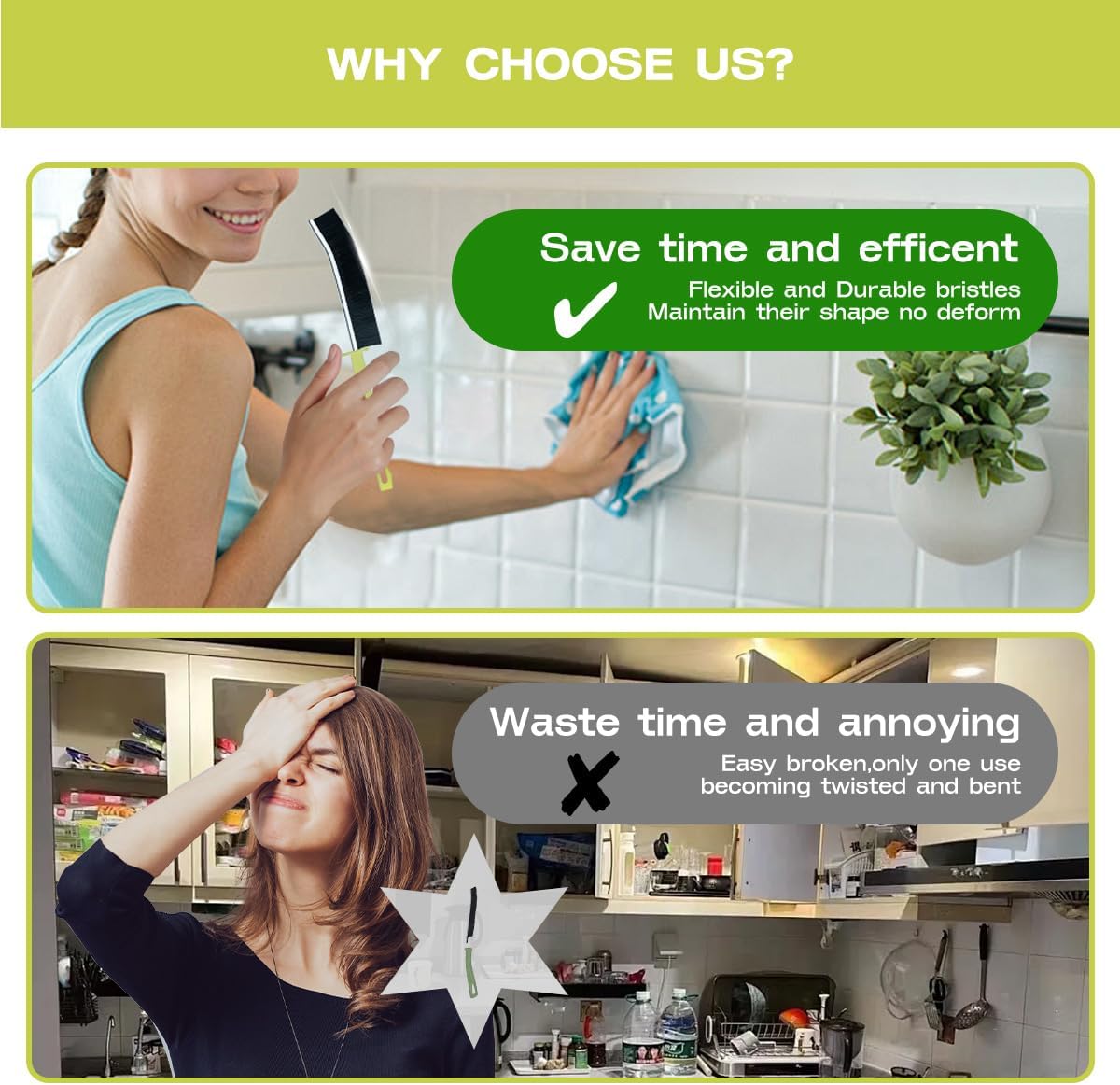 Crevice Cleaning Brush for Home Kitchen Bathroom