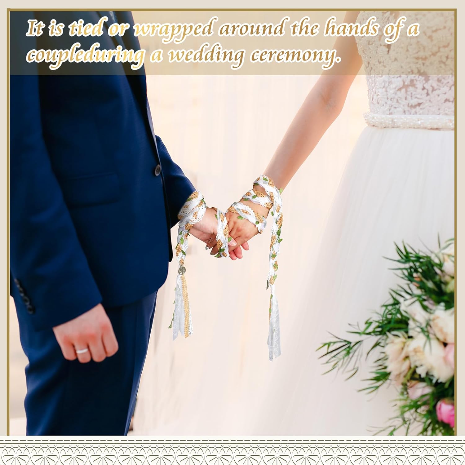 Handfasting Cord Wedding Lasso with Pendants Green