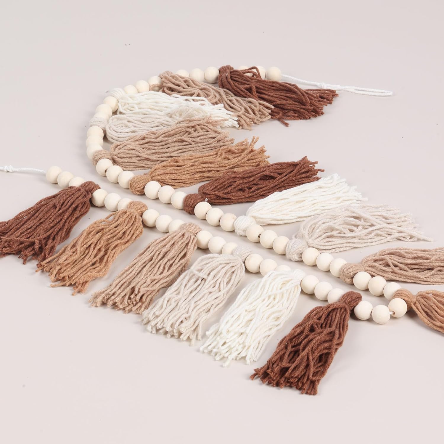 Boho Tassel Garland with Wood Beads for Home Decor