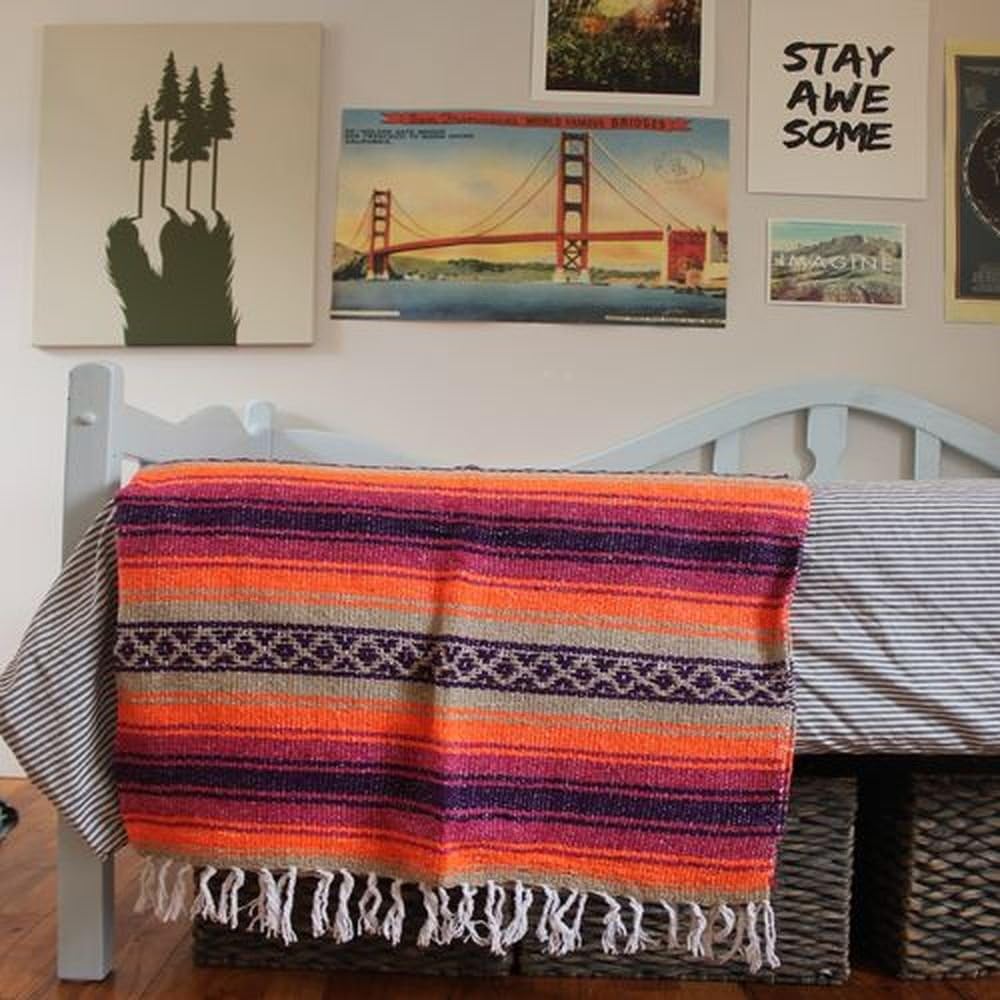 Del Mex Classic Mexican Blanket 70x50 Pink Orange