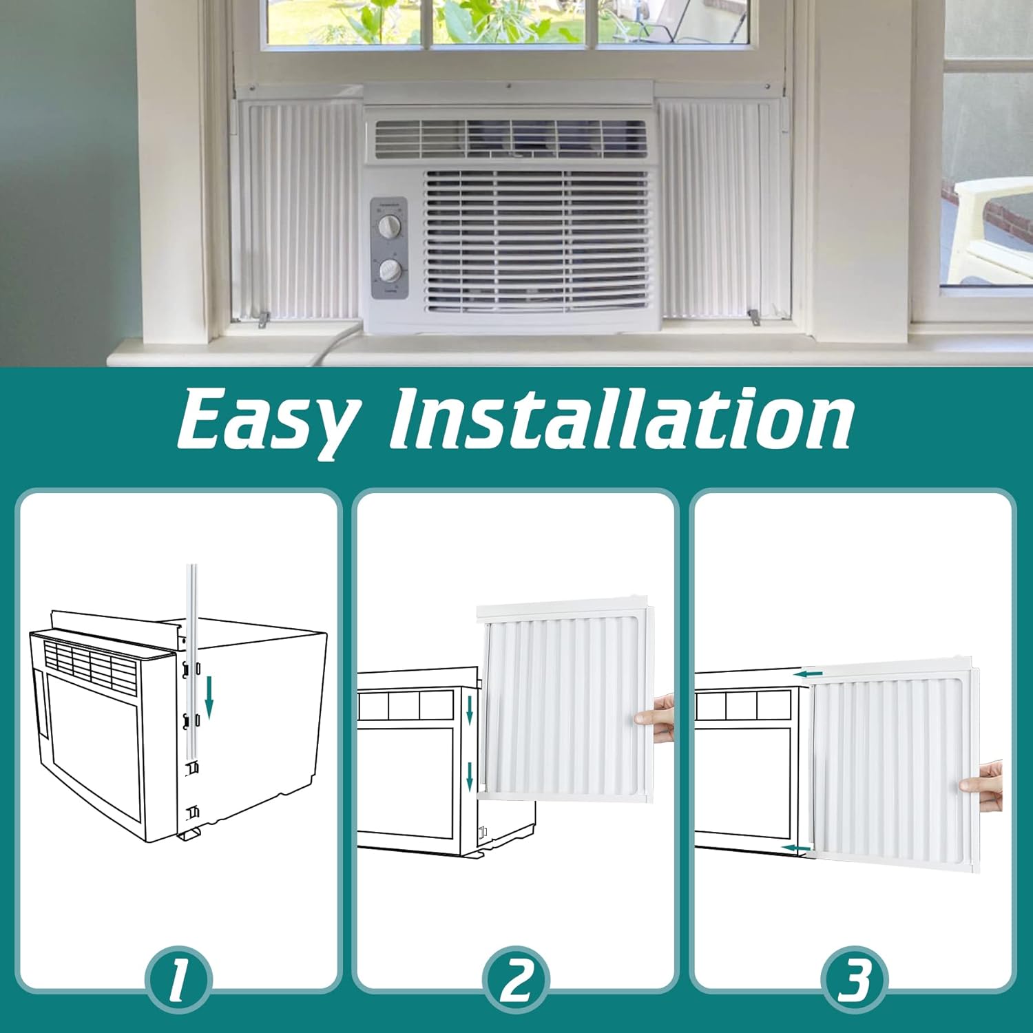 Daisypower Window AC Side Panels Curtain Kit with Frame