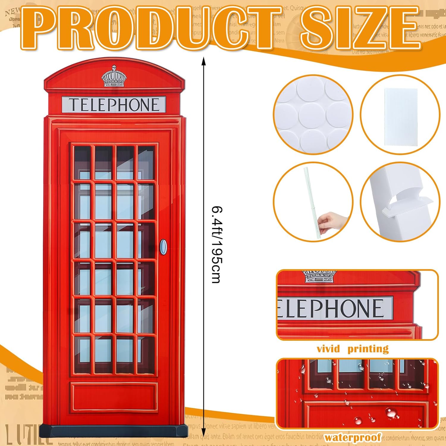 Beeveer 64 Ft Red Phone Booth Cutout Decor