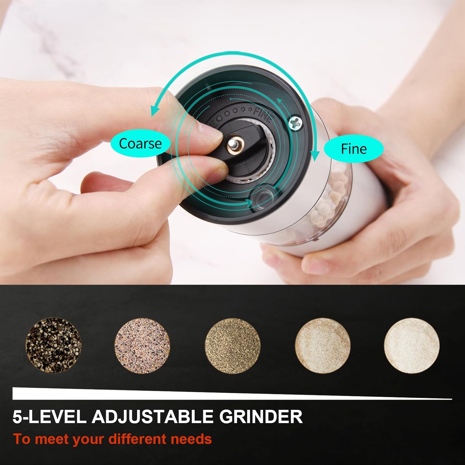 Rechargeable Salt Pepper Grinder Set With LED Light