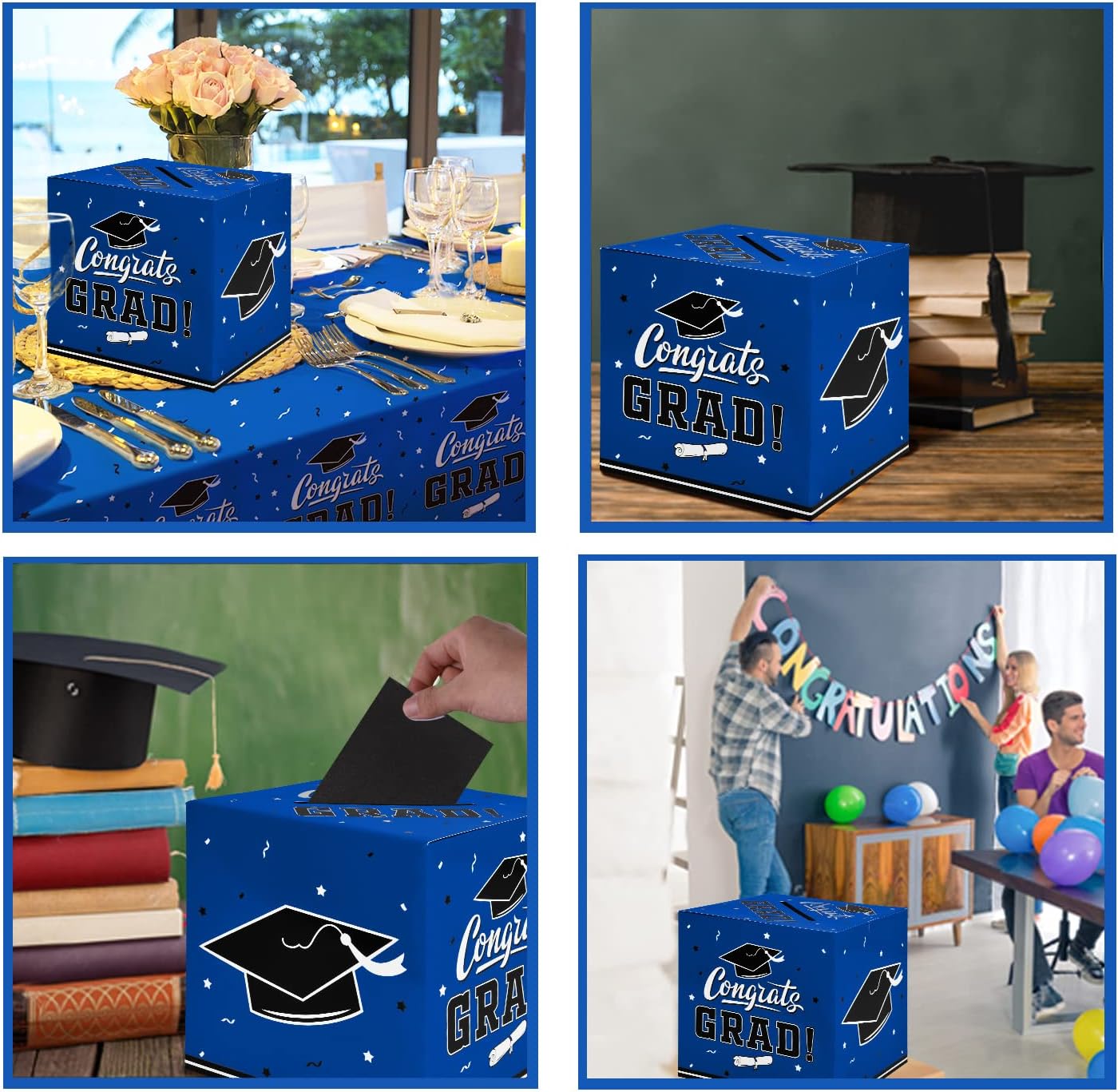 Gatherfun Graduation Decorations Card Box Blue